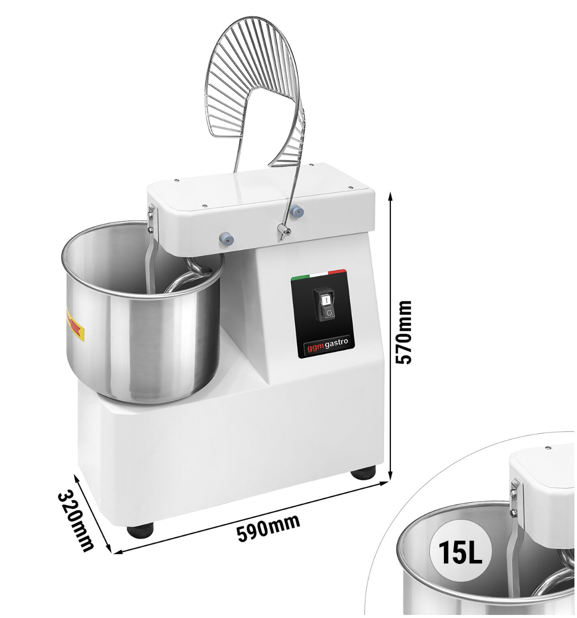 Pétrin à Pâte 15L (10 Kg) Cuve Fixe