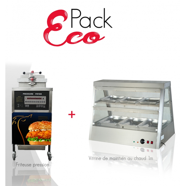 PACK ECO FRITEUSE PRESSION VITRINE MAINTIENT CHAUD 1M00