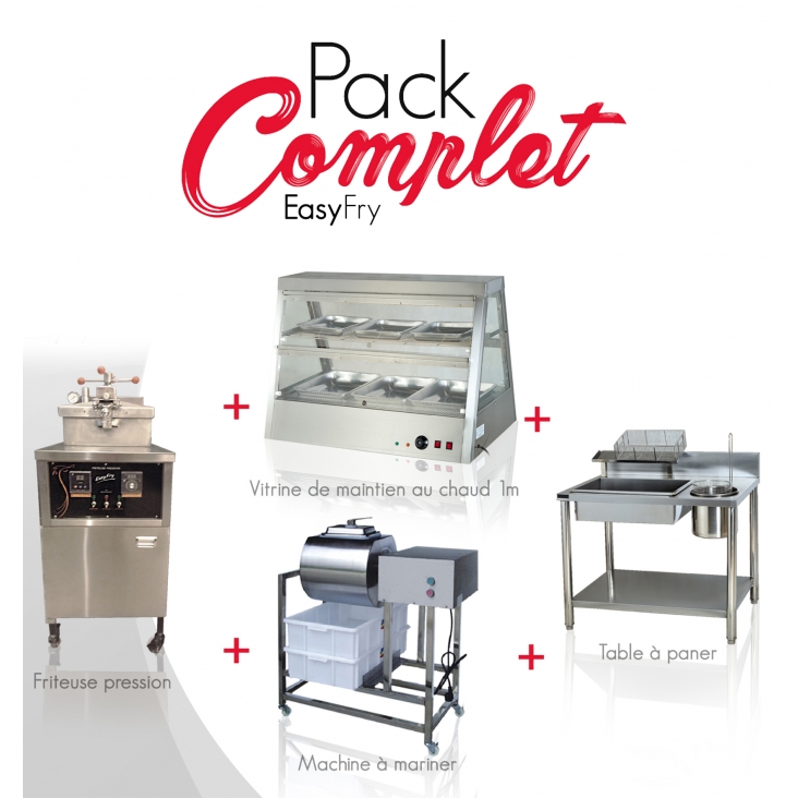 PACK COMPLET FRITEUSE PRESSION VITRINE MAINTIENT CHAUD 1M00